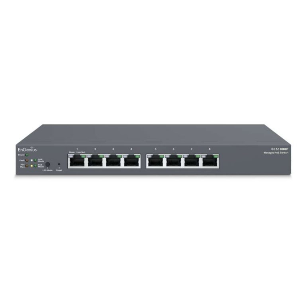 Engenius ECS-1008P Cloud Managed Gigabit 55W 8-Port POE Switch / LAYER 2 Switch With Multiple Management Option For Cost -Conscious SMBS